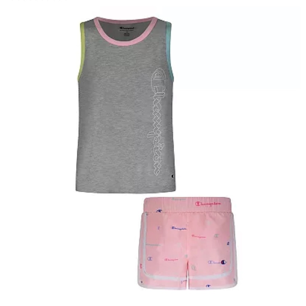 Girls Champion® Color Block Tank Top & Shorts Set